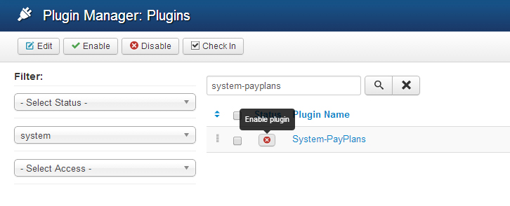 Disabling the system plugin