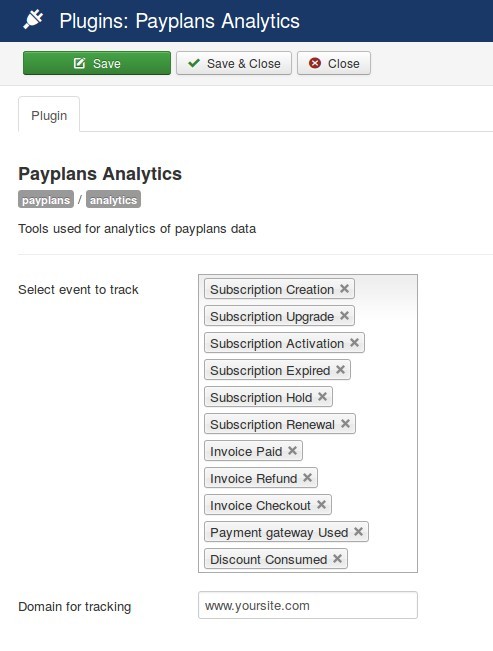 Selection of subscription activity for tacking in payplans