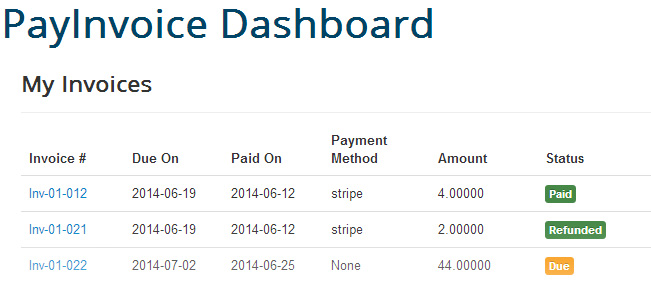 Frontend Dashboard in PayInvoice Latest stable