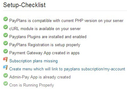 Two remaining Flags in PayPlans setup check list Two remaining Flags in PayPlans setup check list