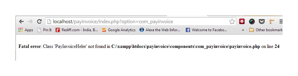 White screen with error