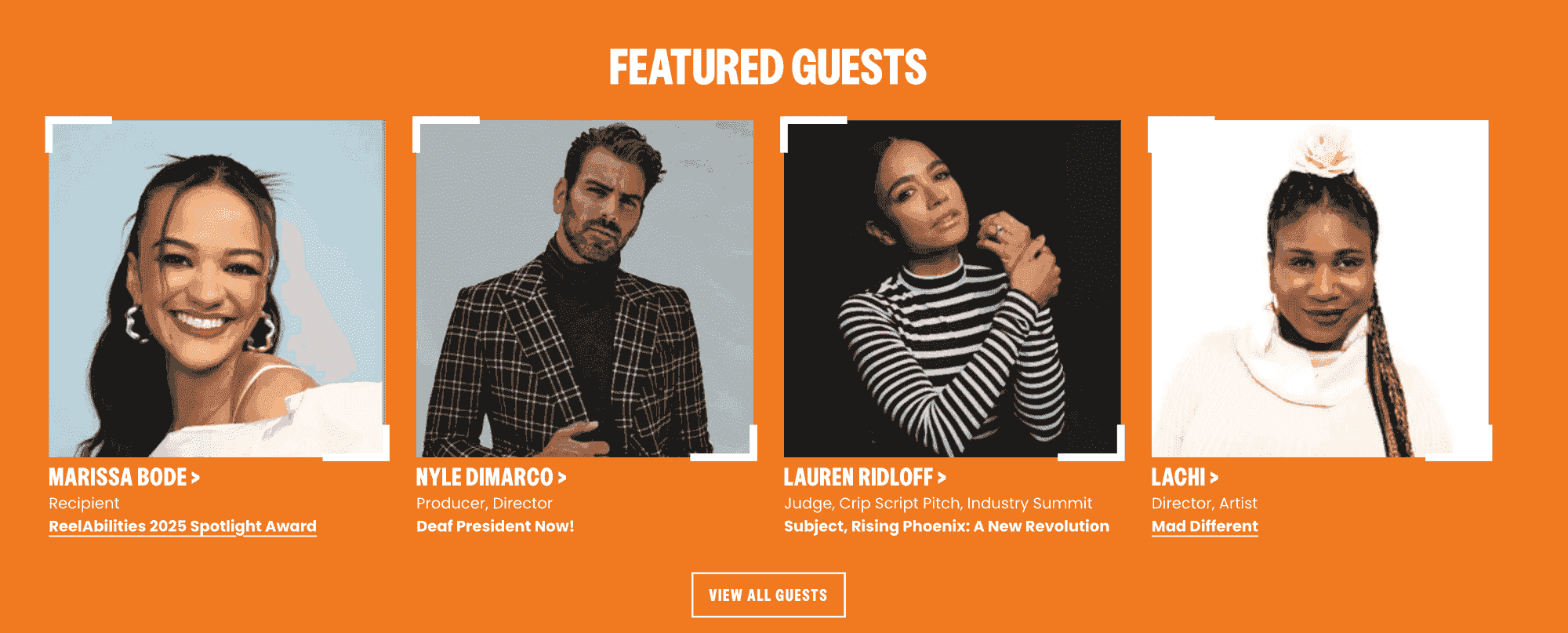 CityFeaturedGuestBlock showcasing featured guests with photos, bios, and credentials in an elegant layout