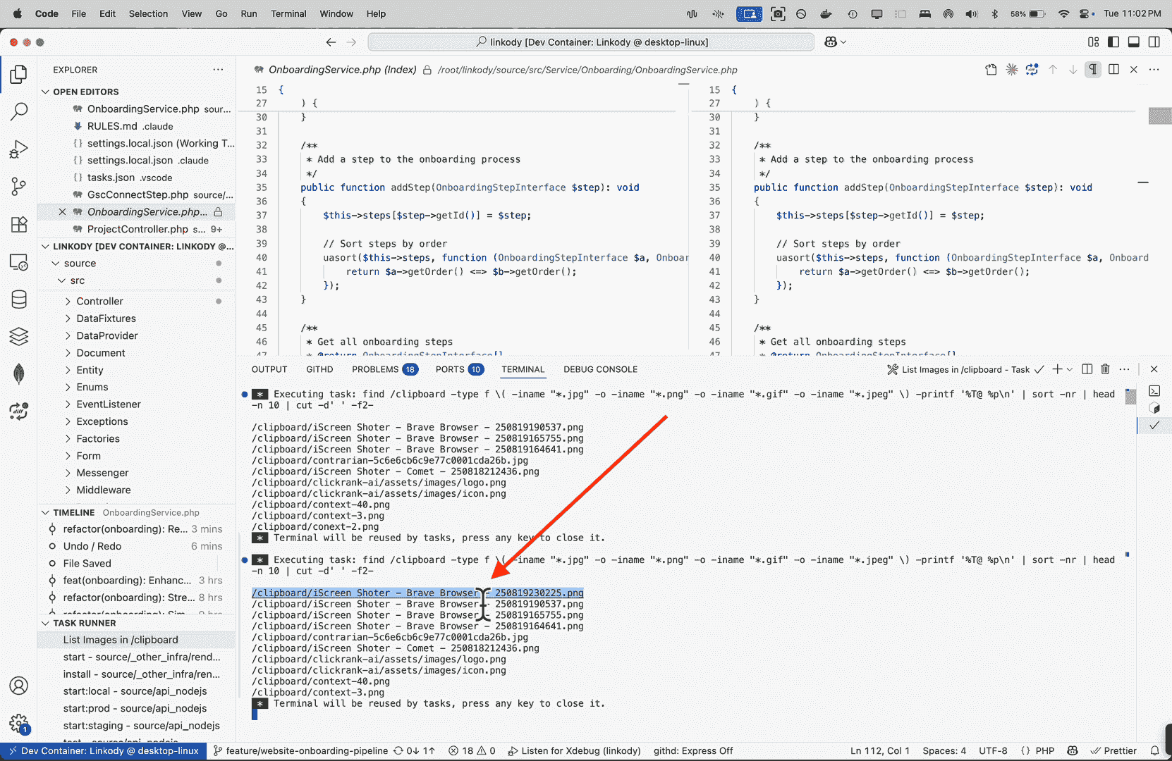 Copy latest image path from output
