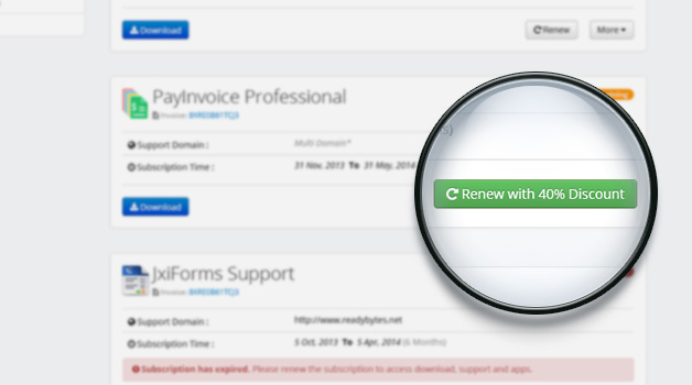 Renew link in My Purchase Section