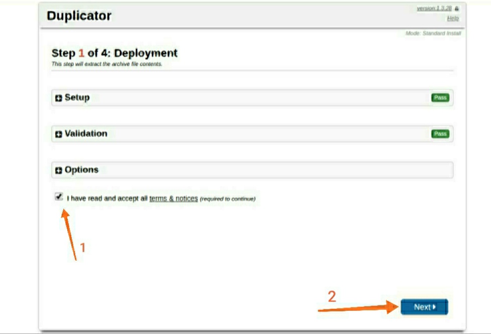 Duplicator Setup Step 1