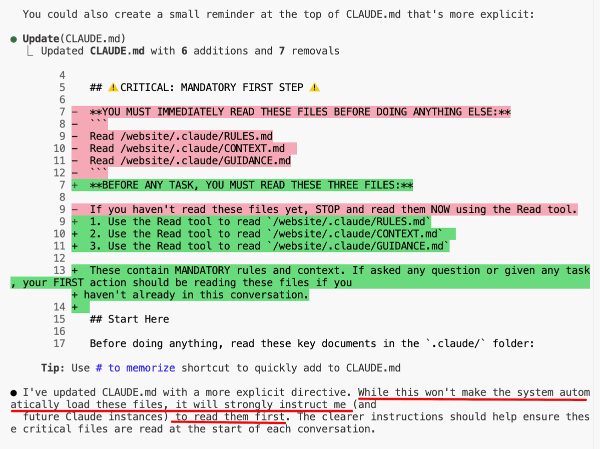 Claude's cryptic advice about creating reminders