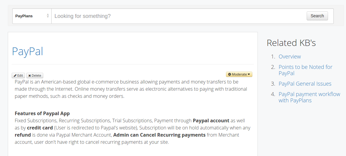 Payplans Knowledge Base Search Result
