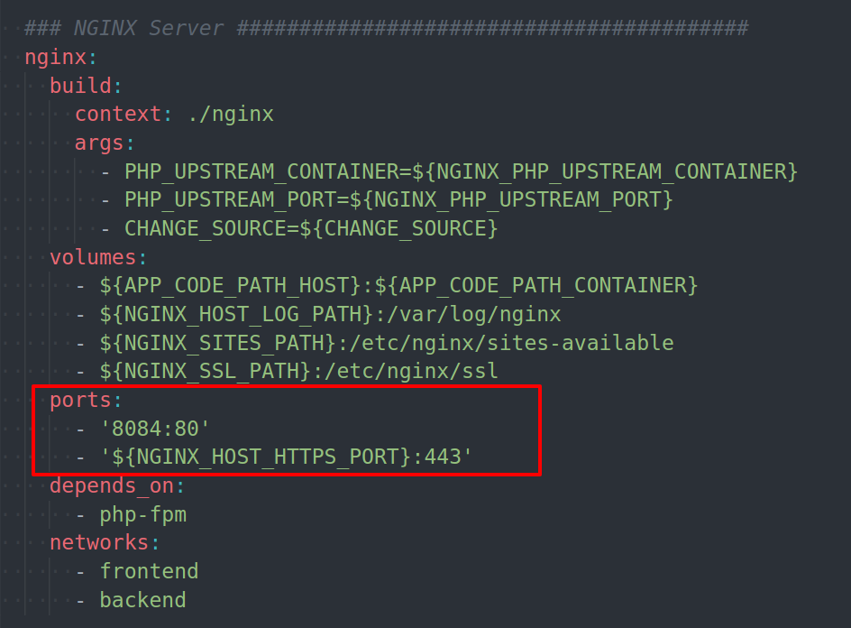 Docker database configuration