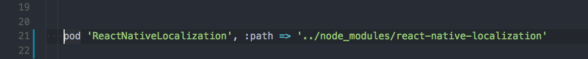 React Native localization podfile entry