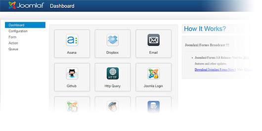 JoomlaXi Form Dashboard Screenshot