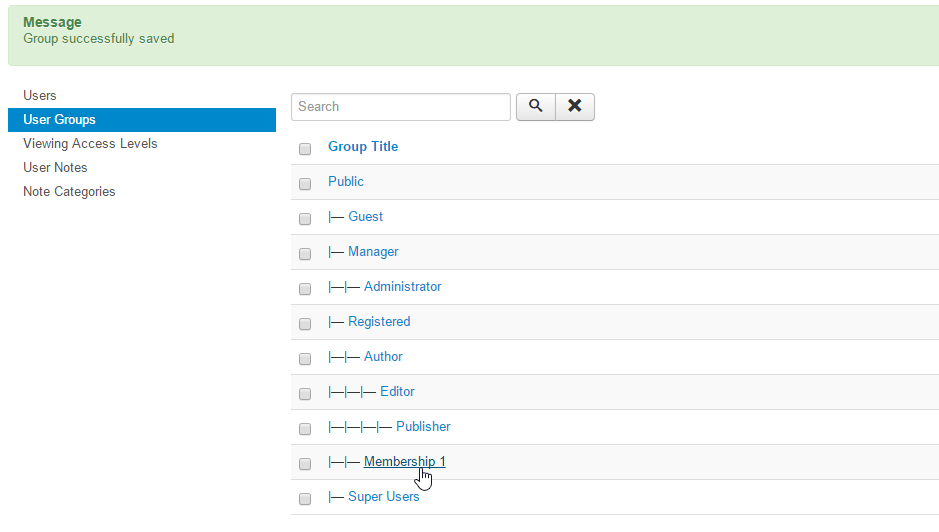User Group Creation Joomla
