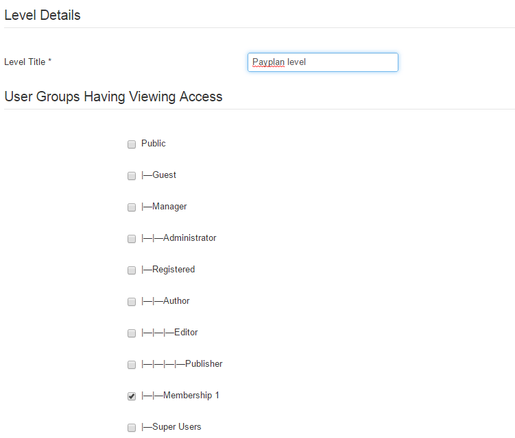 User Group To Access Level