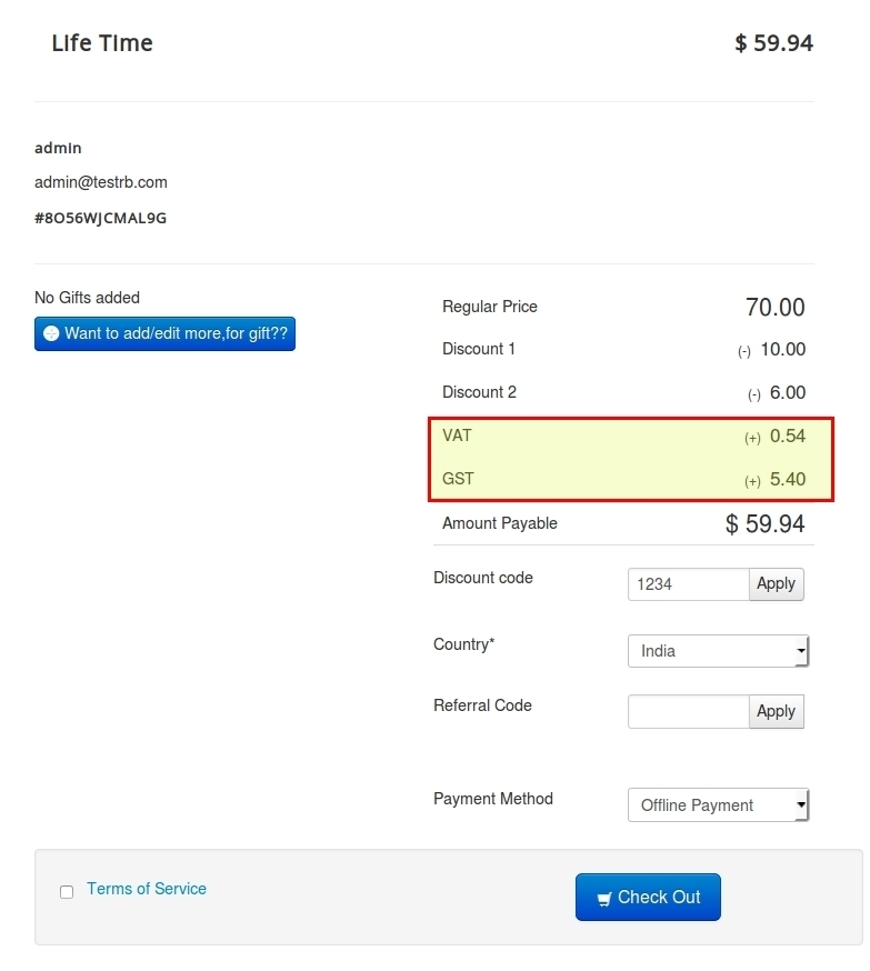 Invoice Confirm Screen Example