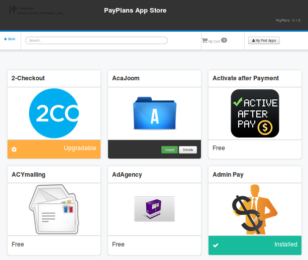 App Store with apps status