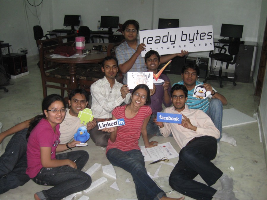 The early Ready Bytes team at their first office, 2011